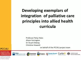 Developing exemplars of integration of palliative care principles into allied health curricula