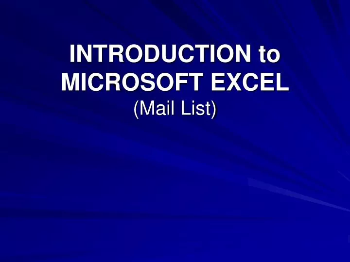 introduction to microsoft excel mail list