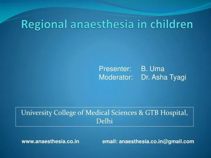 regional anaesthesia in children