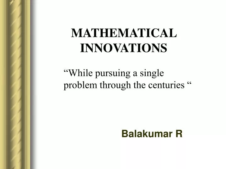 mathematical innovations