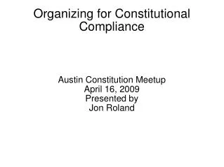 Organizing for Constitutional Compliance