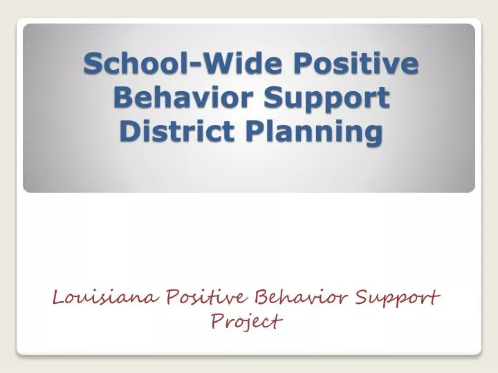 school wide positive behavior support district planning