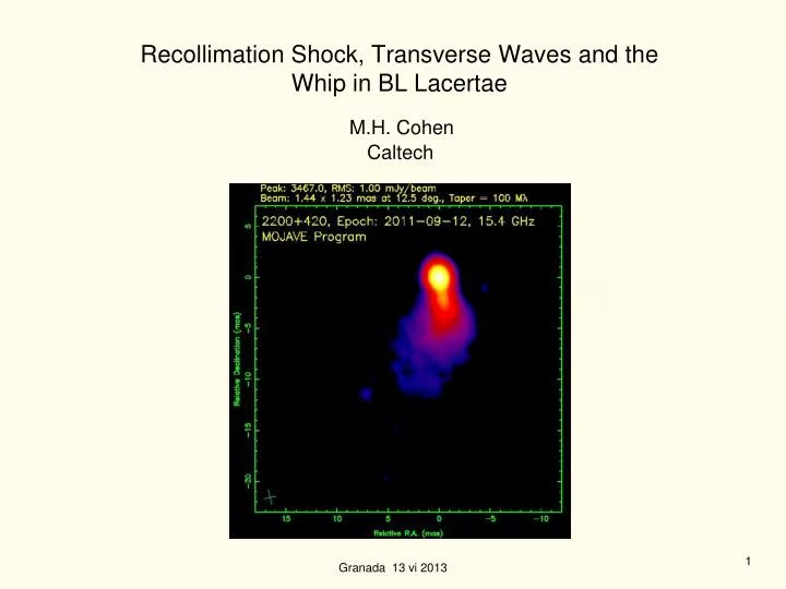 recollimation shock transverse waves and the whip in bl lacertae
