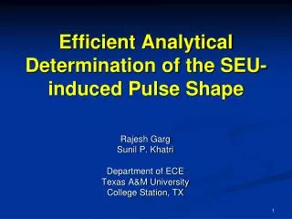 Efficient Analytical Determination of the SEU-induced Pulse Shape
