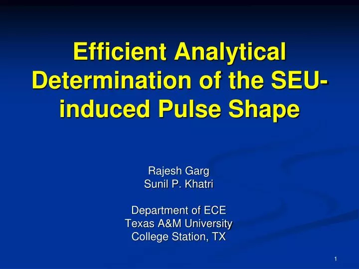 efficient analytical determination of the seu induced pulse shape