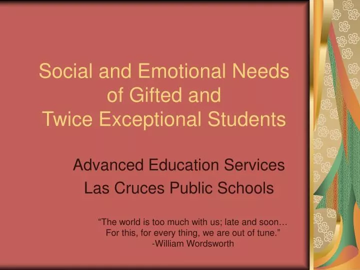 social and emotional needs of gifted and twice exceptional students