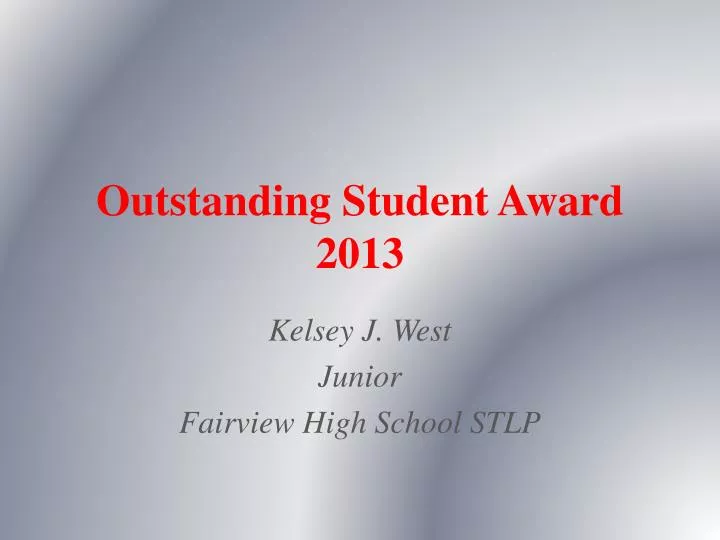 outstanding student award 2013