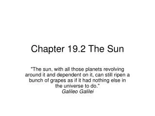 Chapter 19.2 The Sun