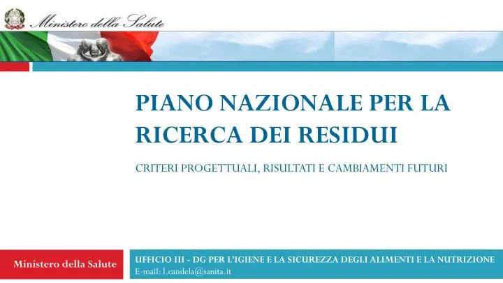 piano nazionale per la ricerca dei residui