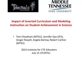 Impact of Inverted Curriculum and Modeling Instruction on Student Achievement in Science
