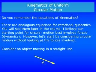 Kinematics of Uniform Circular Motion