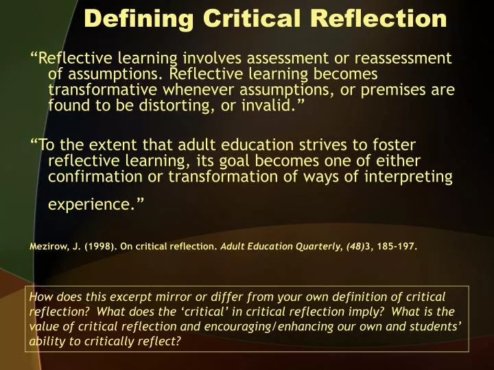 defining critical reflection