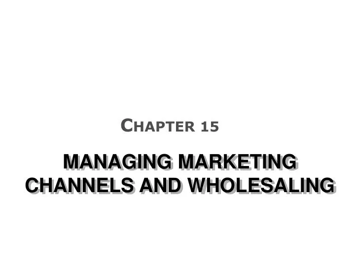 managing marketing channels and wholesaling