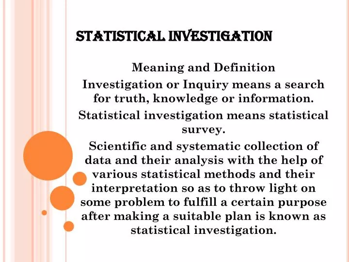 statistical investigation