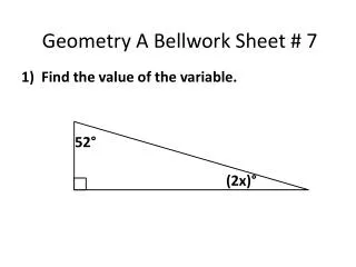 Geometry A Bellwork Sheet # 7