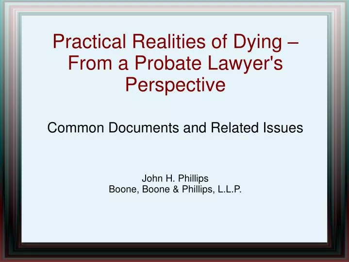 common documents and related issues john h phillips boone boone phillips l l p