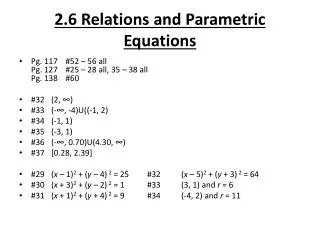 2.6 Relations and Parametric Equations