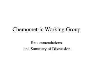 Chemometric Working Group