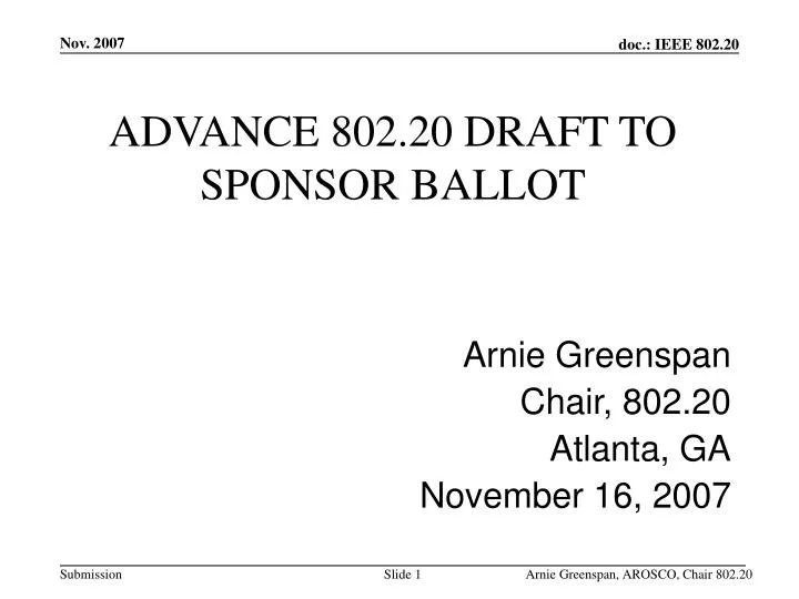 advance 802 20 draft to sponsor ballot