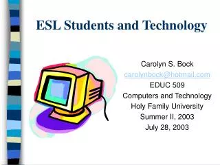 ESL Students and Technology