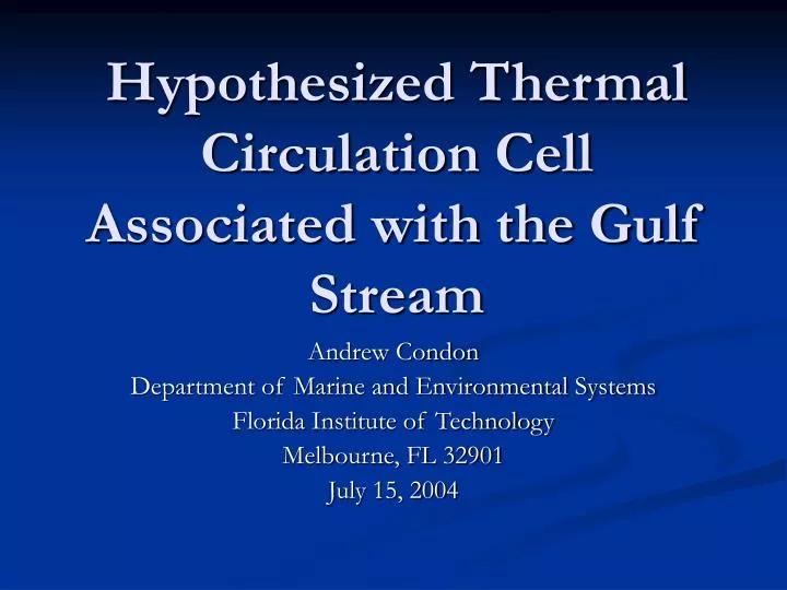 hypothesized thermal circulation cell associated with the gulf stream
