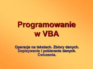 programowanie w vba