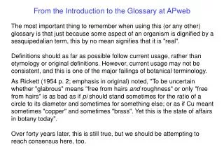 From the Introduction to the Glossary at APweb