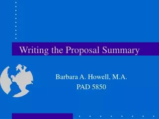 Writing the Proposal Summary