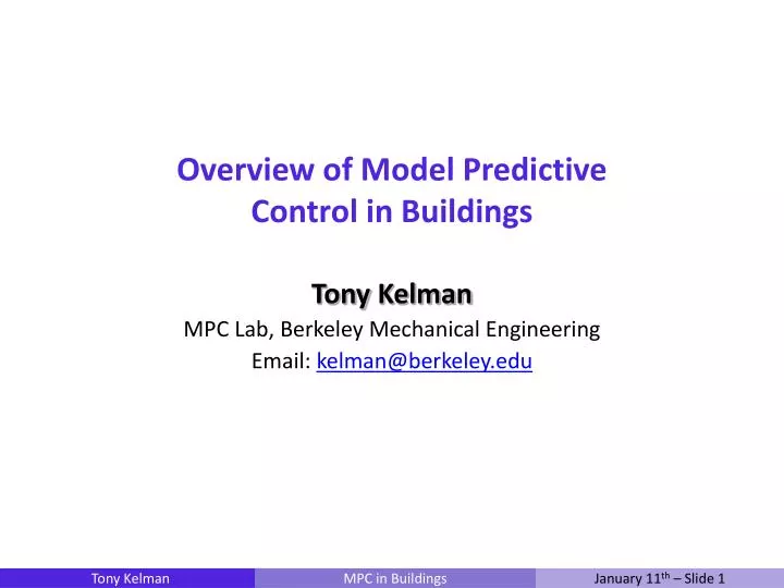 overview of model predictive control in buildings