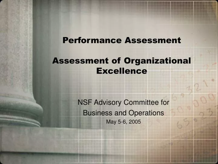 performance assessment assessment of organizational excellence