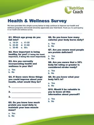 Q5. Do you know how much protein you need daily to maintain your lean muscle mass?