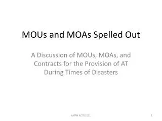 MOUs and MOAs Spelled Out