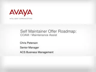 Self Maintainer Offer Roadmap: COAM / Maintenance Assist