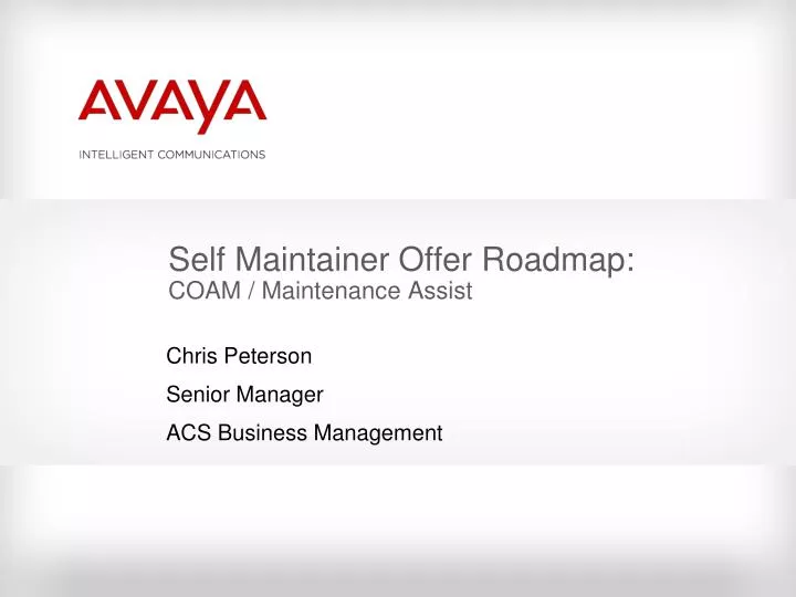 self maintainer offer roadmap coam maintenance assist