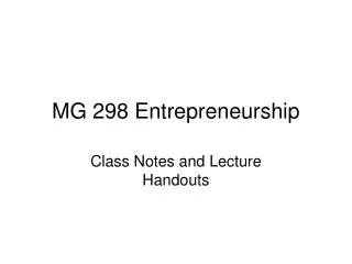 MG 298 Entrepreneurship