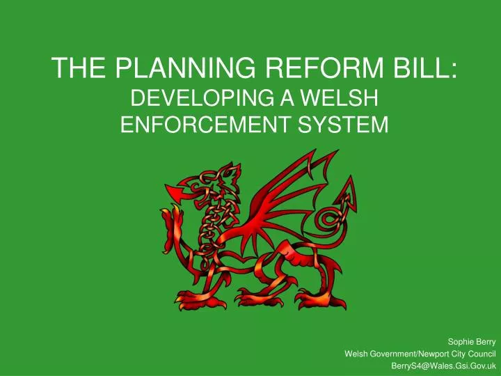 the planning reform bill developing a welsh enforcement system