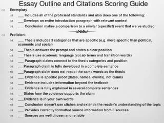 Essay Outline and Citations Scoring Guide