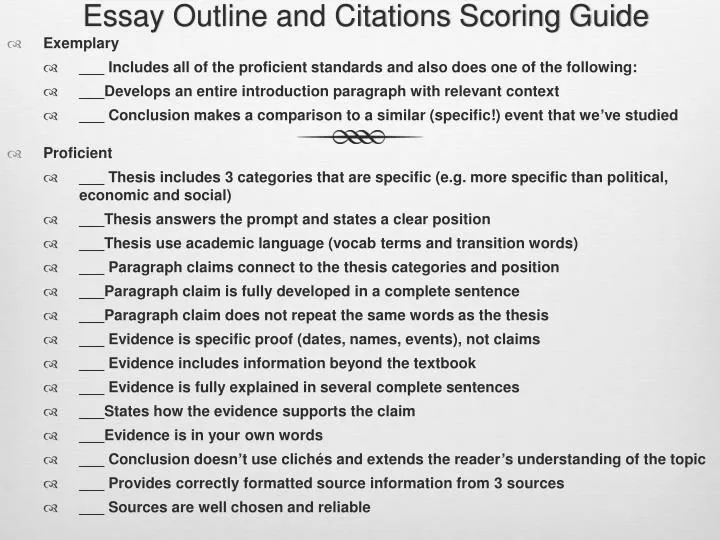essay outline and citations scoring guide