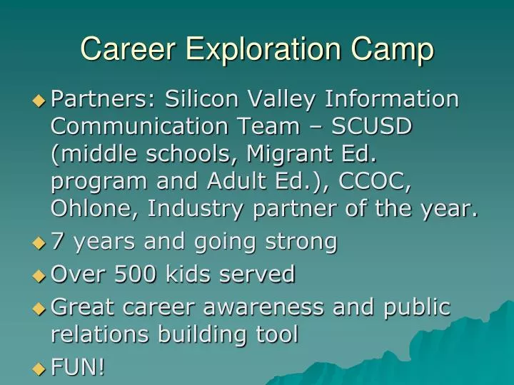 career exploration camp