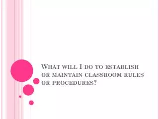 What will I do to establish or maintain classroom rules or procedures?