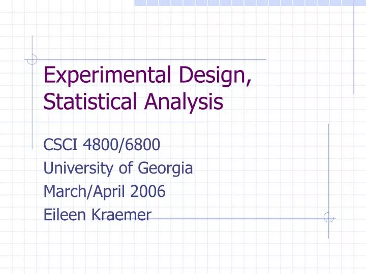 experimental design statistical analysis