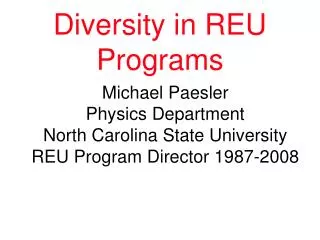 Diversity in REU Programs