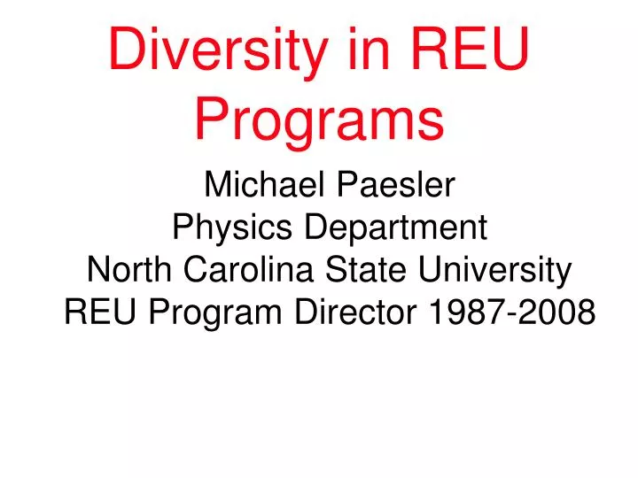 diversity in reu programs