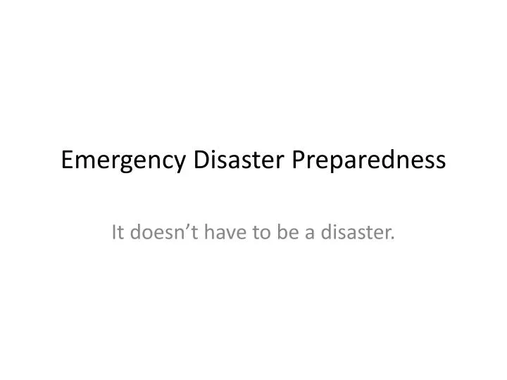 emergency disaster preparedness