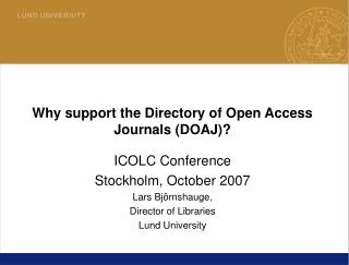 Why support the Directory of Open Access Journals (DOAJ)?