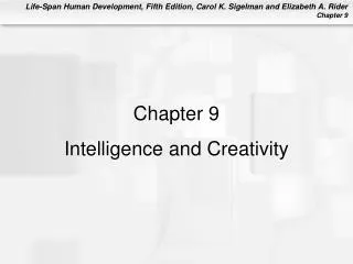 Chapter 9 Intelligence and Creativity