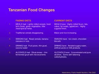 Tanzanian Food Changes
