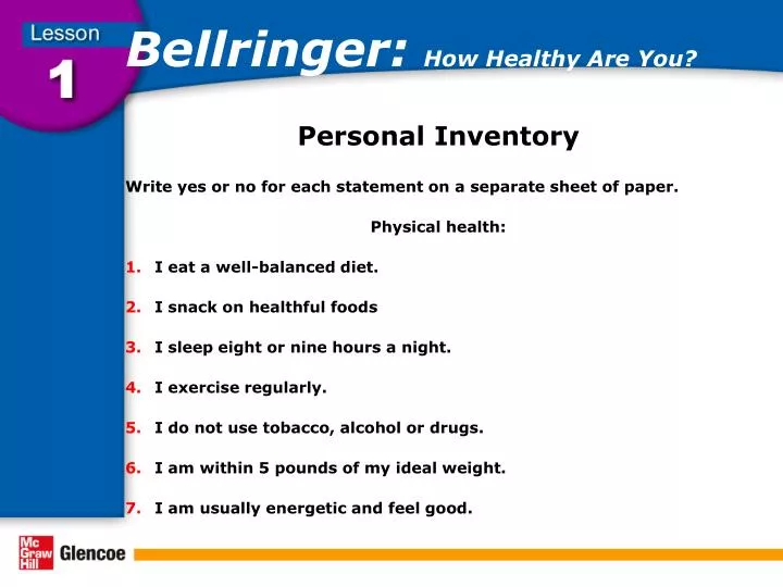 bellringer how healthy are you