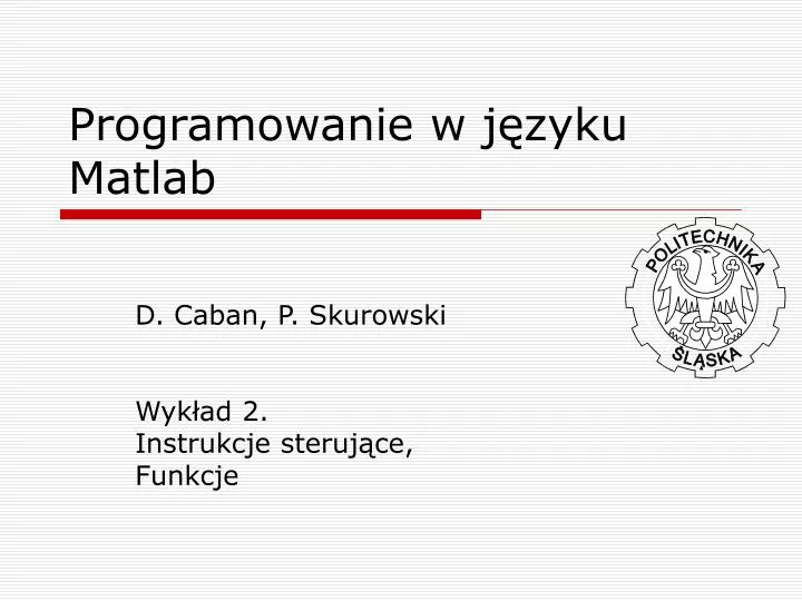 programowanie w j zyku matlab