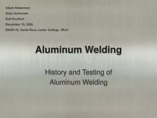 Aluminum Welding